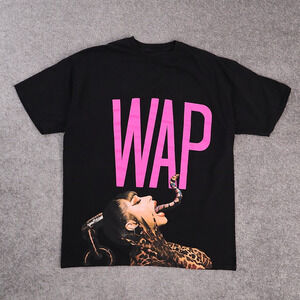 Carbi B Meg the Stallion WAP XL Black Short Sleeve Rap Hip Hop T-Shirt